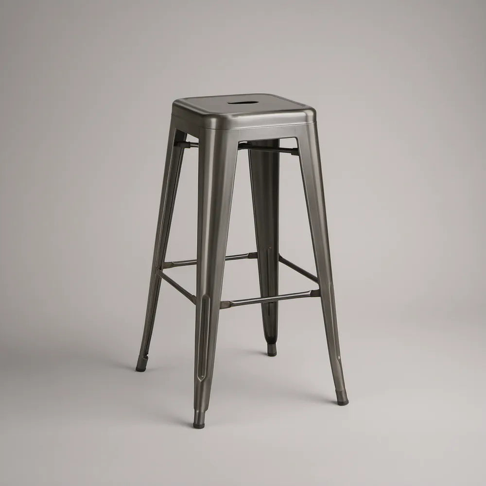 30-Inch Backless Steel Bar Stool, Gunmetal Gray, 17 x 17 x 30 in