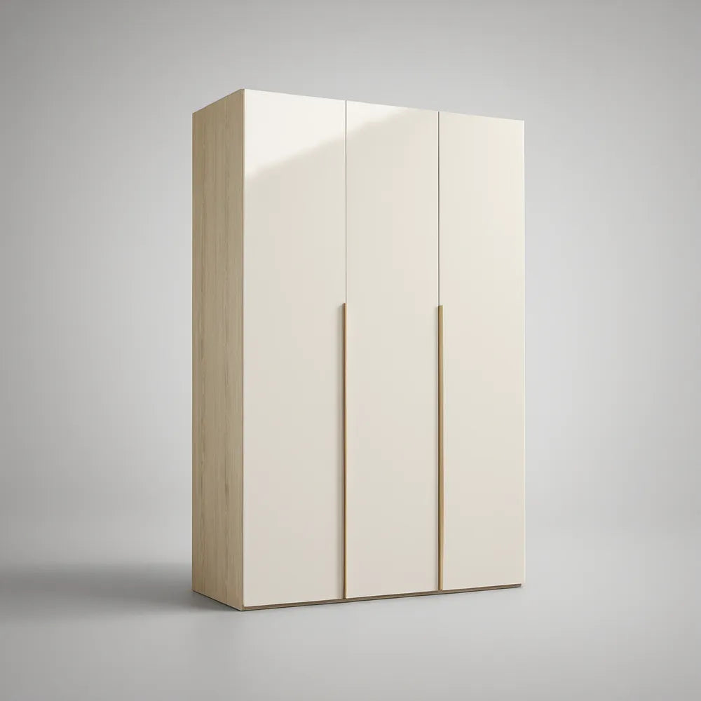 3-Door Wardrobe Closet, 47.2 x 20.5 x 78.7 in, White and Light Oak