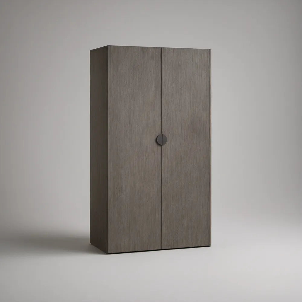 2-Door Gray Oak Wardrobe Armoire, 35.4 x 19.7 x 78.7 in, Gray Oak/Black