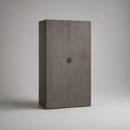 2-Door Gray Oak Wardrobe Armoire, 35.4 x 19.7 x 78.7 in, Gray Oak/Black