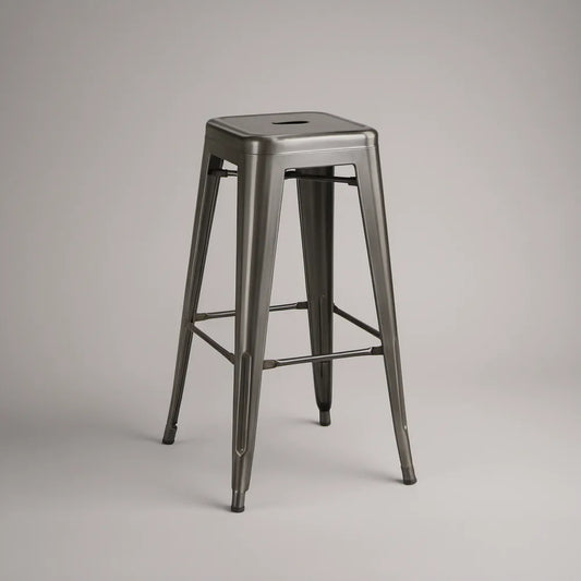 30-Inch Backless Steel Bar Stool, Gunmetal Gray, 17 x 17 x 30 in